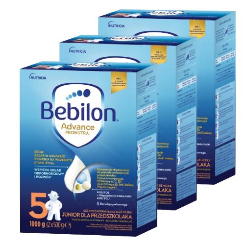 Zdjęcie produktu - Zestaw Bebilon 5 Advance Pronutra Junior Formuła na bazie mleka dla przedszkolaka, 3 x 1000 g