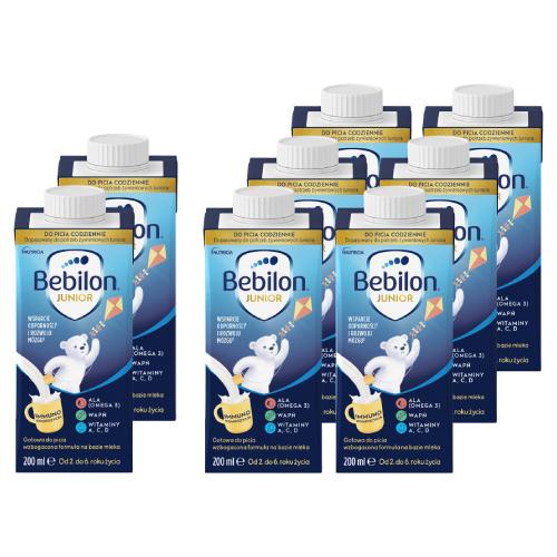 Zestaw Bebilon Junior Gotowa do picia wzbogacona formuła na bazie mleka od 2. do 6. roku życia, 8x 200 ml (6+2)