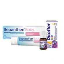 Zestaw BEPANTHEN Baby Maść ochronna, 100 g + DICOFLOR krople dla niemowląt i dzieci, 5ml