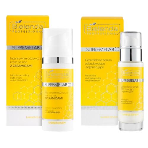 Zestaw BIELENDA PROFESSIONAL SUPREMELAB Barrier Renew Intensywnie odżywczy krem na noc z ceramidami, 50ml + Ceramidowe serum odbudowująco-regenerujące, 30ml
