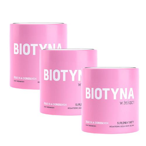 Zestaw Biotyna w żelkach o smaku truskawkowym, 540 g (3x180g)