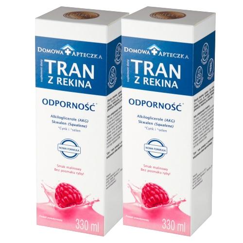 Zestaw DOMOWA APTECZKA Tran z rekina o smaku malinowym, 2x330ml