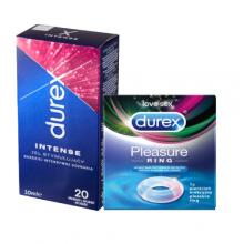Zestaw Durex Intense Orgasmic Żel Stymulujący, 10ml + pierścień erekcyjny Durex Pleasue Ring