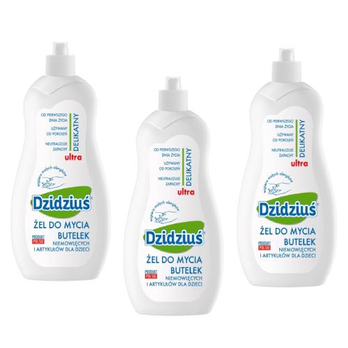 Zestaw DZIDZIUŚ Żel do mycia butelek, 3x 500ml