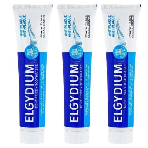 Zestaw ELGYDIUM ANTI-PLAQUE Pasta do zęb&oacute;w, 3x75ml