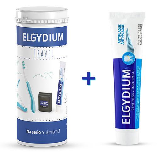 Zestaw ELGYDIUM Travel Zestaw podr&oacute;żny + Anti-Plaque pasta do zęb&oacute;w, 75ml