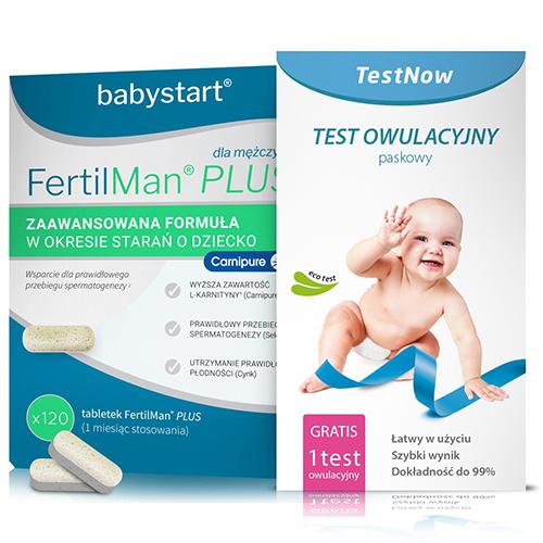 Zestaw FertilMan Plus, 120 kapsułek +  GRATIS TestNow Test owulacyjny paskowy