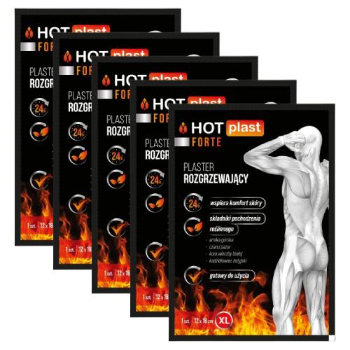 Zestaw HOT Plast Forte Plaster rozgrzewający 12 x 18cm, 5 szt.