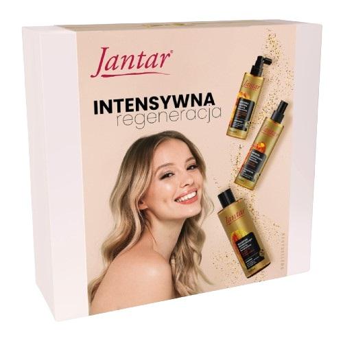 Zdjęcie produktu - FARMONA JANTAR Intensywna Regeneracja Zestaw Szampon regenerujący, 300 ml + Odżywka wcierka, 100 ml + Mgiełka regenerująca, 200 ml