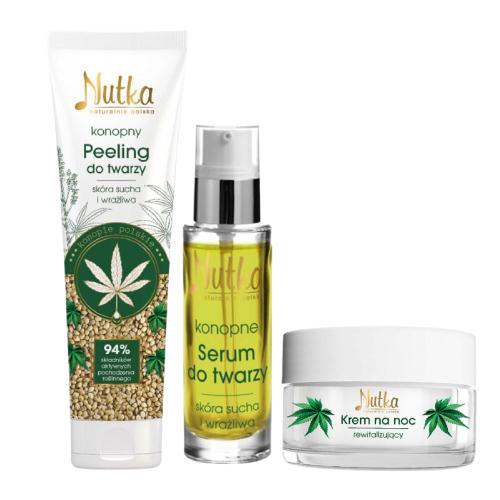 Zestaw kosmetyk&oacute;w do twarzy NUTKA - Krem, Peeling i Serum