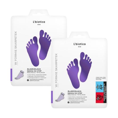 Zestaw L' BIOTICA Maska złuszczająca do st&oacute;p, 2 x 40 ml