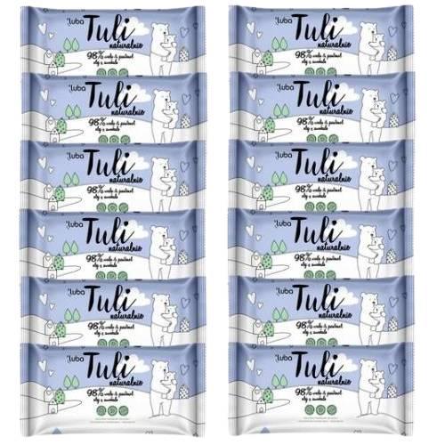 Zestaw LUBA Tuli Chusteczki nawilżane dla dzieci z wodą, pantenolem i awokado, 12x50szt. 