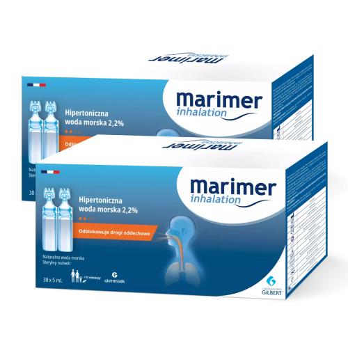 Zdjęcie produktu - Zestaw Marimer Inhalation Hipertoniczna woda morska 2,2%, 60 amp. x 5 ml