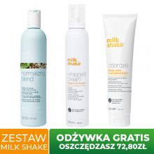 Zestaw MILK SHAKE Normalizing Blend Szampon, 300ml + MILK SHAKE Whipped Cream Leave-in Foam Odżywka bez spłukiwania w piance, 200ml, 200ml + MILK SHAKE Colour Care Intensywna odżywka do włos&oacute;w farbowanych, 175ml
