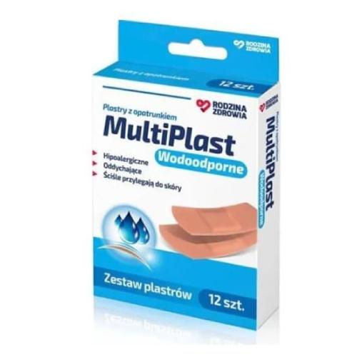 Zdjęcie produktu - MultiPlast Wodoodporne plastry z opatrunkiem, 12 szt.