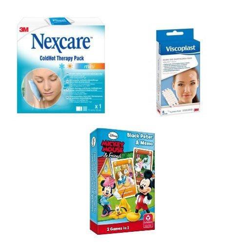 Zestaw Nexcare ColdHot Therapy Pack Mini Kompres żelowy + Steri Strip beżowe 6x75mm - 6 (2x3) sztuki + Karty Memo Mickey Mouse