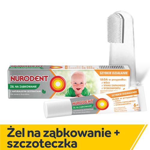 Zestaw Nurodent żel na ząbkowanie, 15ml + Enfamil Szczoteczka na palec dla niemowląt