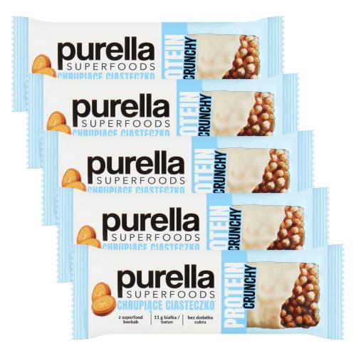 Zdjęcie produktu - Zestaw PURELLA Protein Bar Baton proteinowy chrupiące ciasteczko, 5 x 45 g