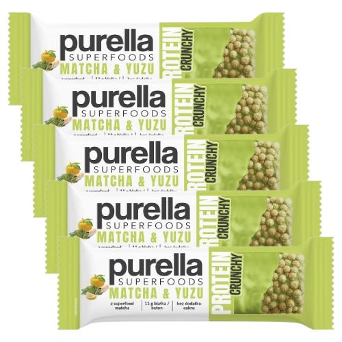 Zestaw PURELLA Protein Crunchy Matcha & Yuzu Baton białkowy, 5 x 45 g