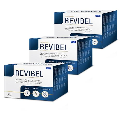 Zdjęcie produktu - Zestaw REVIBEL hydrolizowany kolagen rybi, 3 x 30 sasz.