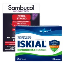 Zestaw SAMBUCOL Extra Strong, 30 kapsułek + Iskial Max Czosnek, 120 kapsułek