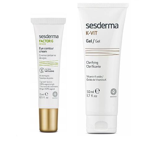 Zestaw SESDERMA FACTOR G Krem pod oczy, 15ml + K-VIT Clarificante Żel liposomowy na popękane naczynia krwionośne na twarzy i ciele, 50ml