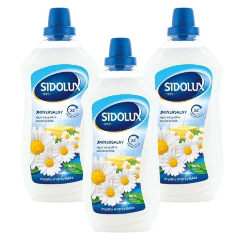 Zestaw SIDOLUX Uniwersalny płyn do mycia Mydło marsylskie, 3x1000ml