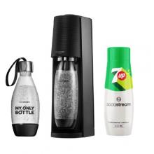 Zestaw SodaStream Saturator Terra czarny + Butelka My Only czarna, 500 ml + Syrop 7UP, 440 ml