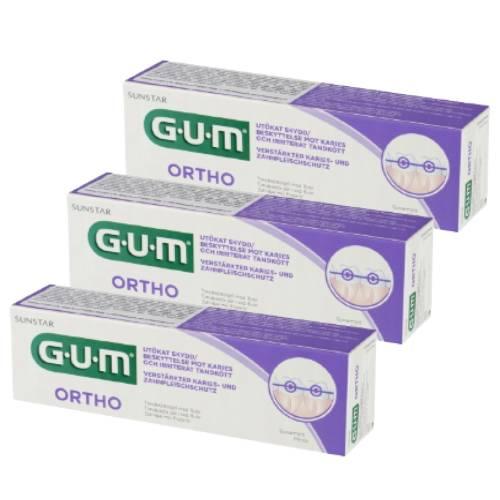 Zdjęcie produktu - Zestaw Sunstar GUM Ortho Pasta do zęb&oacute;w, 3x75ml
