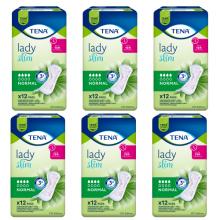 Zestaw TENA Lady Slim Normal Wkładki anatomiczne, 6 x 12 szt. - podpaski na nietrzymanie moczu dla kobiet