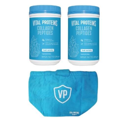 Zestaw VITAL PROTEINS Collagen Peptides, kolagen w formie łatwo przyswajalnych peptyd&oacute;w, 2x 284g + Torba termiczna, 1szt.