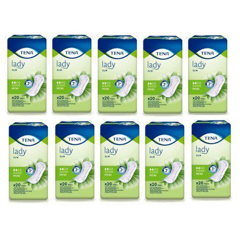 Zestaw TENA Lady Slim Mini Specjalistyczne podpaski przy lekkim nietrzymaniu moczu, 10x 20 szt.