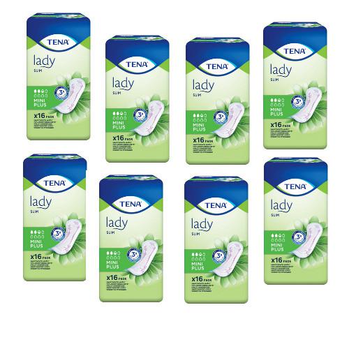 Zestaw TENA Lady Slim Mini Plus specjalistyczne podpaski przy nietrzymaniu moczu, 8x 16 szt.