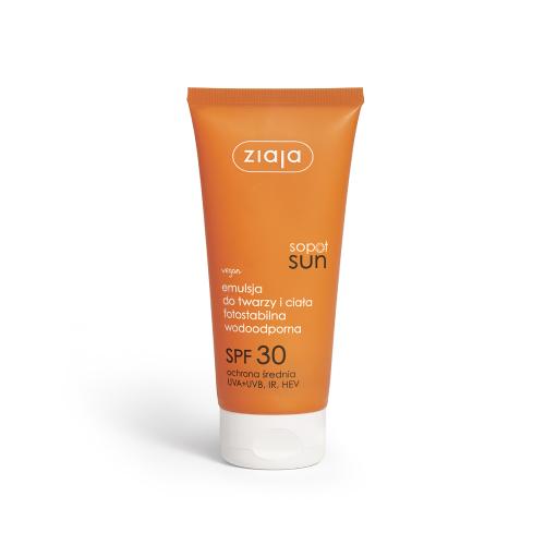Zdjęcie produktu - ZIAJA Sopot Sun Emulsja do twarzy i ciała fotostabilna wodoodporna SPF30, 100ml