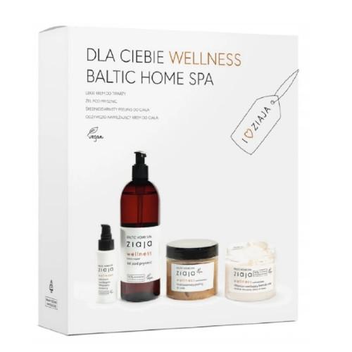 Zdjęcie produktu - ZIAJA Zestaw  WELLNESS BALTIC HOME SPA lekki krem nawilżająco-liftingujący do twarzy, 50ml + żel pod prysznic, 500ml + średnioziarnisty peeling do ciała, 300ml + odżywczo-nawilżający krem do ciała, 300ml