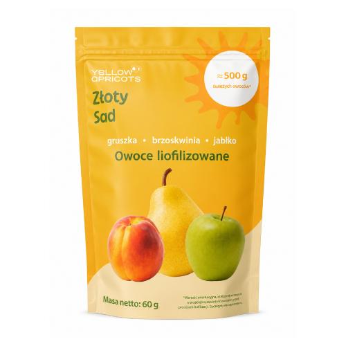 Zdjęcie produktu - Złoty Sad Owoce liofilizowane gruszka, brzoskwinia, jabłko, 60 g
