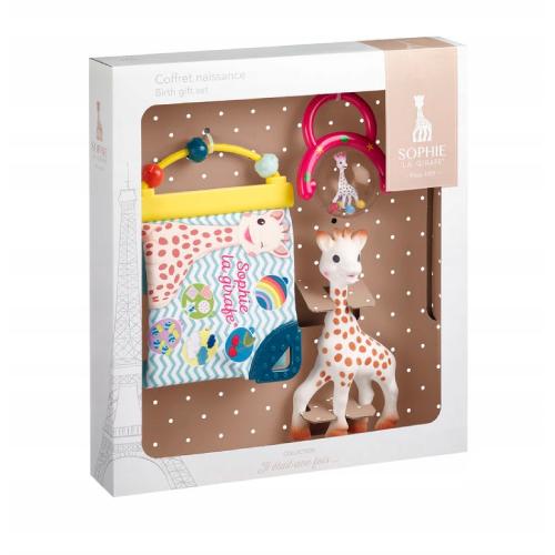 Żyrafa Sophie (Sophie La Girafe) Zestaw prezentowy: Gryzak Żyrafa Sophie + książeczka + czerwona grzechotka