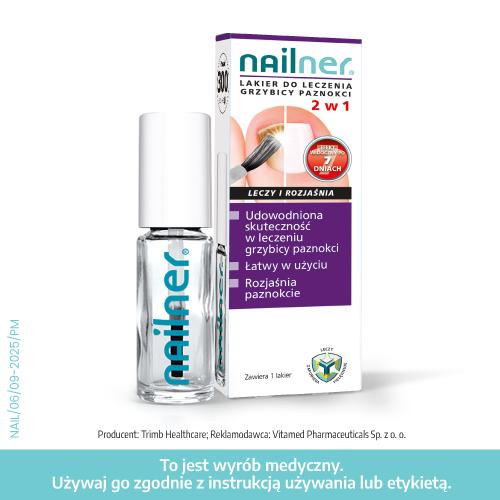 Miniaturka artykułu - Nailner lakier 2 w 1, 5ml KR&Oacute;TKA DATA 31.05.2026