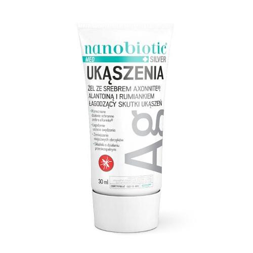 Miniaturka artykułu - Nanobiotic Med Silver Żel ze srebrem axonnite alantoiną i rumiankiem łagodzący skutki ukąszeń, 40 ml