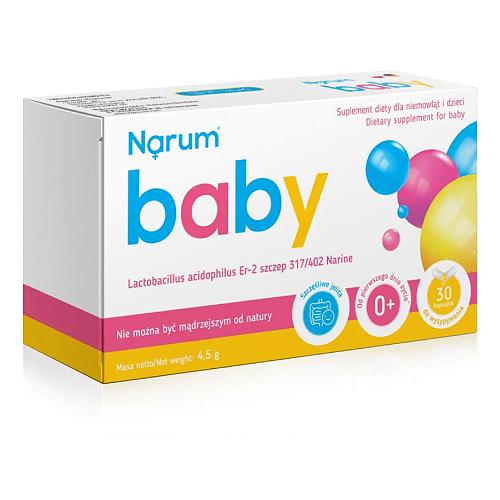 Zdjęcie produktu - NARUM Baby Probiotyk dla dzieci 0-3 lat, 150 mg, 30 kaps.