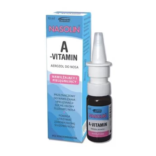 Miniaturka artykułu - Nasolin A-Vitamin Nawilżający i pielęgnujący aerozol do nosa, 10 ml