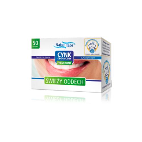 Miniaturka artykułu - NATUR TABS CYNK ORGANICZNY FRESH MINT - 50 tabletek