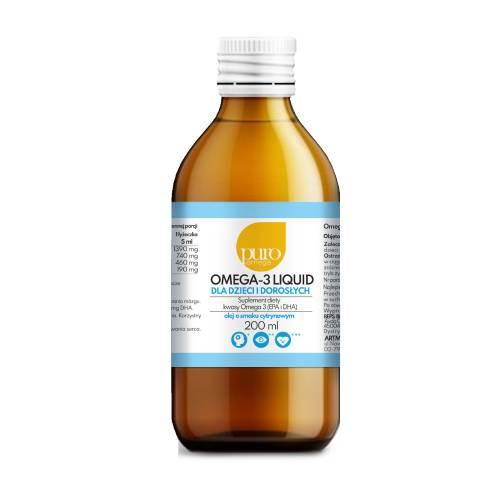 Miniaturka artykułu - Puro Omega Omega-3 Liquid dla dzieci i dorosłych, 200 ml - suplement z kwasami  DHA i EPA