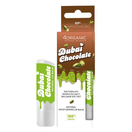 Miniaturka artykułu - 4Organic Naturalny nawilżający balsam do ust Dubajska czekolada, 5 g