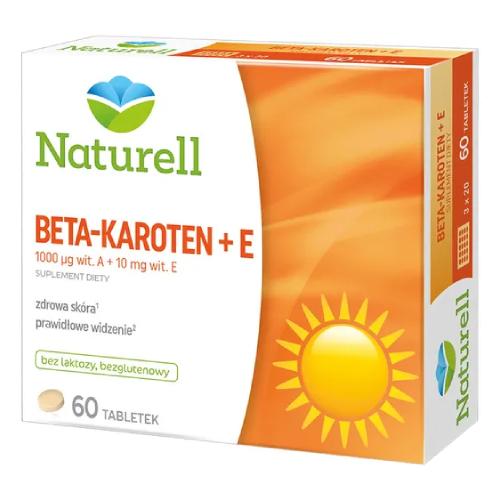 Miniaturka artykułu - Naturell Beta-karoten + E, 60 tabl. - suplement diety z witaminą A i E