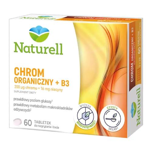 Miniaturka artykułu - Naturell Chrom Organiczny + B3, 60 tabletek do ssania