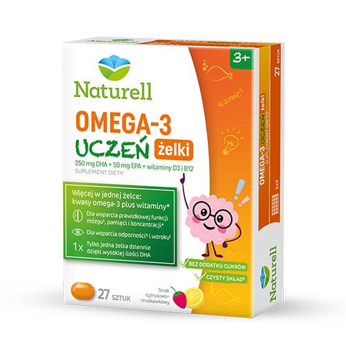 Miniaturka artykułu - NATURELL Omega-3 Uczeń żelki, 27szt.