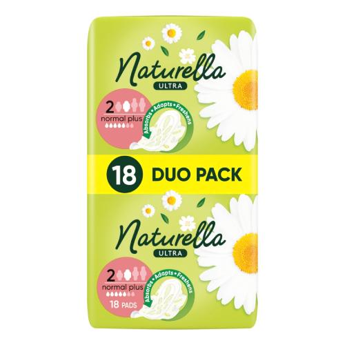 Miniaturka artykułu - NATURELLA Ultra Normal Plus Podpaski ze skrzydełkami, 18 szt.
