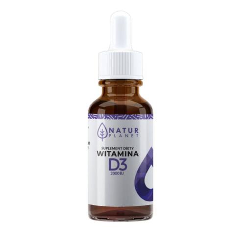 Miniaturka artykułu - NaturPlanet Witamina D3 2000 Krople -30ml