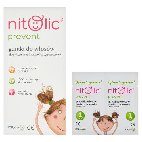 Miniaturka artykułu - Nitolic Prevent Gumki do włos&oacute;w przeciw wszom, 4szt.